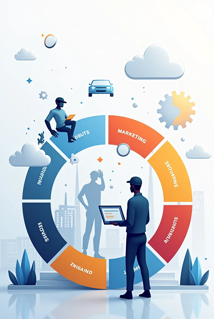 Designed the entry image for an app that organizes work areas (robotics, manufacturing, energies, marketing and automotive mechanics) and their respective tools