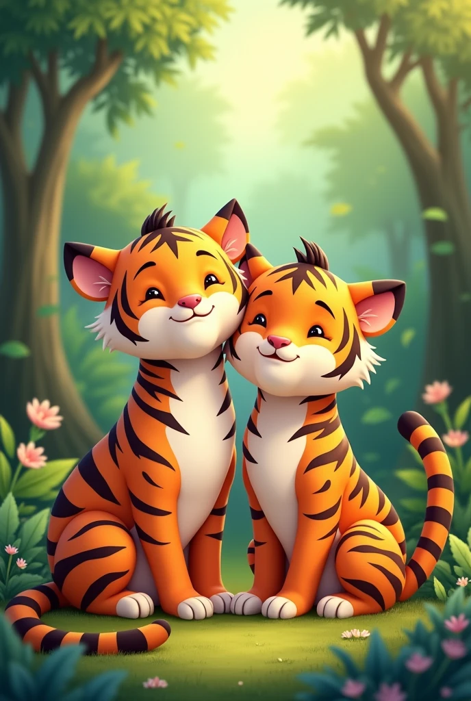 An image of tigers with  "Friendly Tigers" written on it 