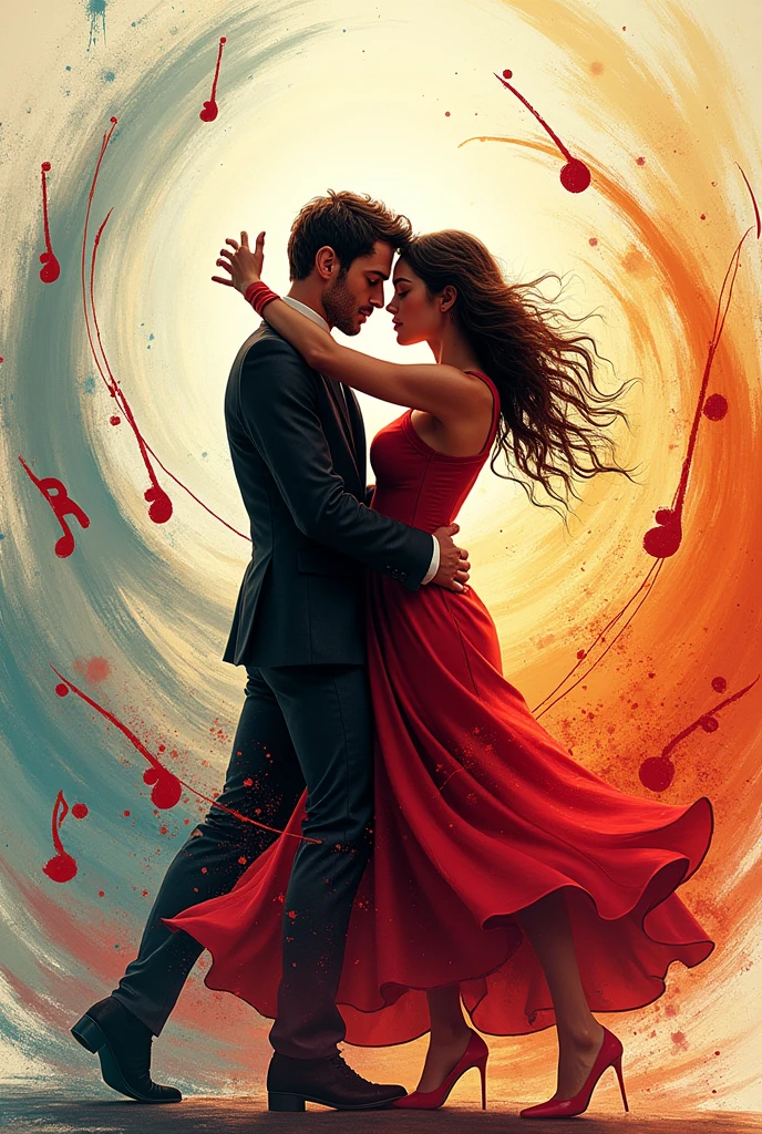 Use a dynamic image of Lucia and Lucas in a vibrant dance pose, with graphic elements that represent rhythm and movement, like musical notes or stylized dance lines. This can convey the energy and passion of the book..