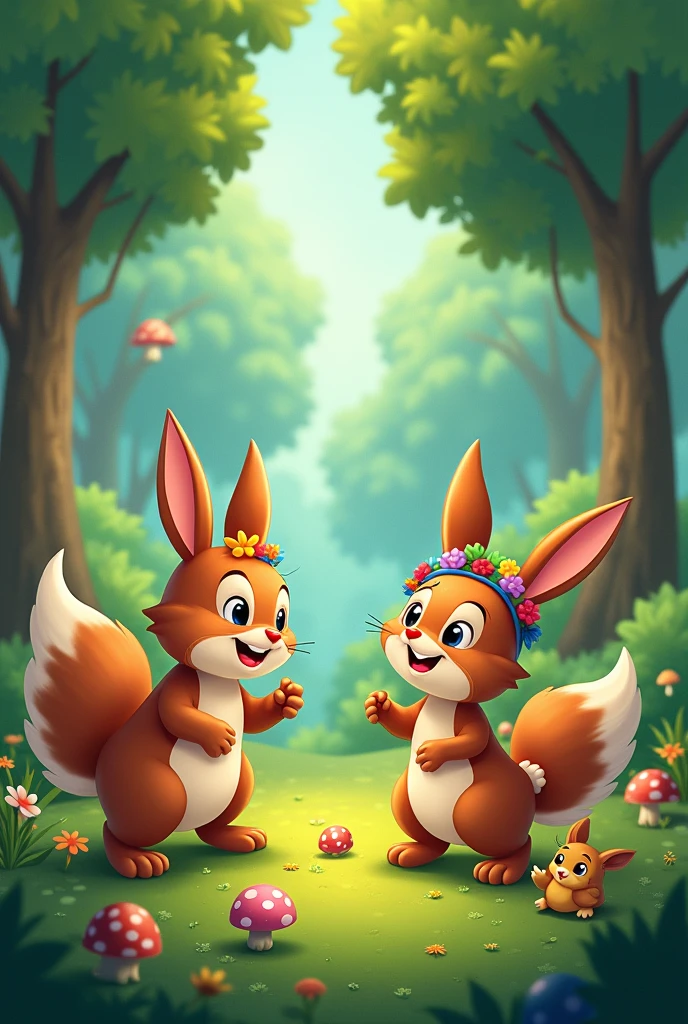 animals cartoon in forest