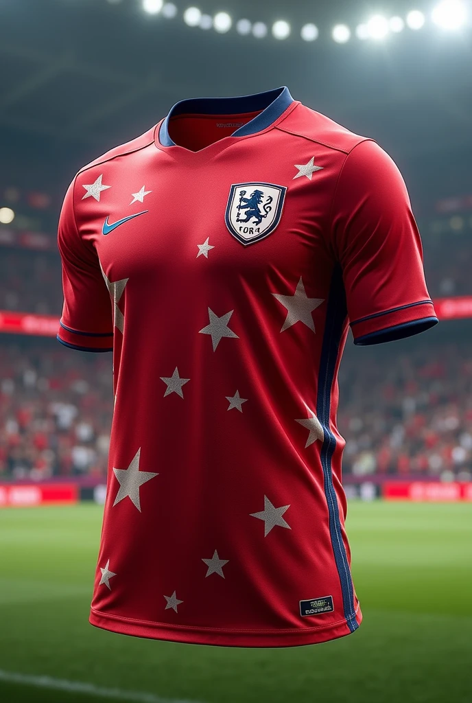 White stars themed national football team jersey using red colour