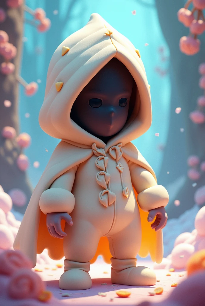 Leon from Brawl Stars with a hood covering his eyes and a vanilla ice cream costume