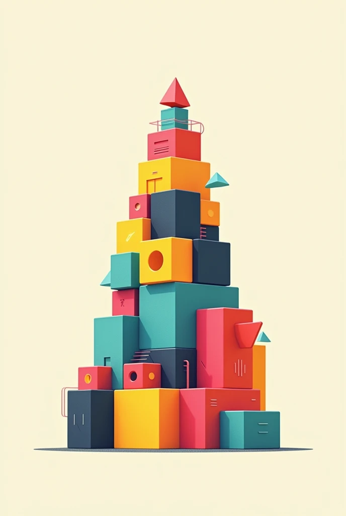 Mr.々Colorful blocks of different shapes、Create an illustration of stacked pyramids。
Blocks are、Although it is stable、By arranging it in a slightly unstable balance、Please express your nervousness.。