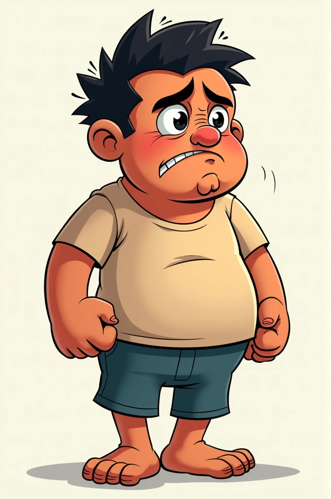 Generates Gaitán looking to the right with a pained face, full body cartoon, make it easily drawable