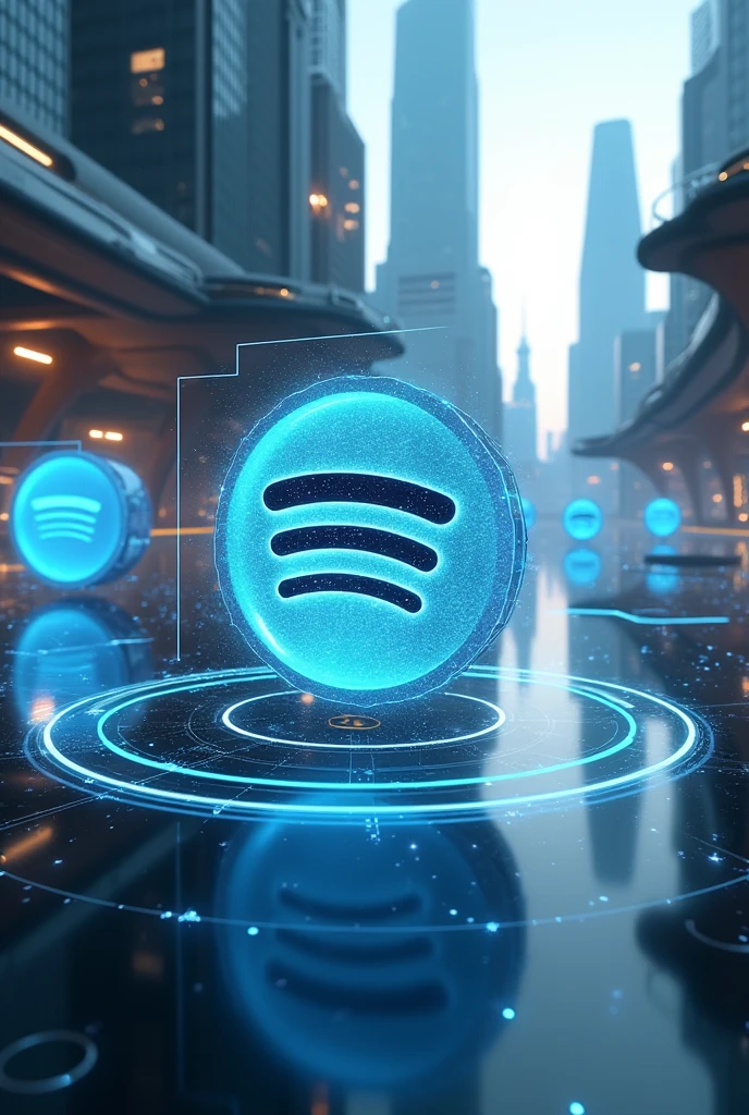 Could you generate a futuristic image with the Amazon Prime and Spotify logo?