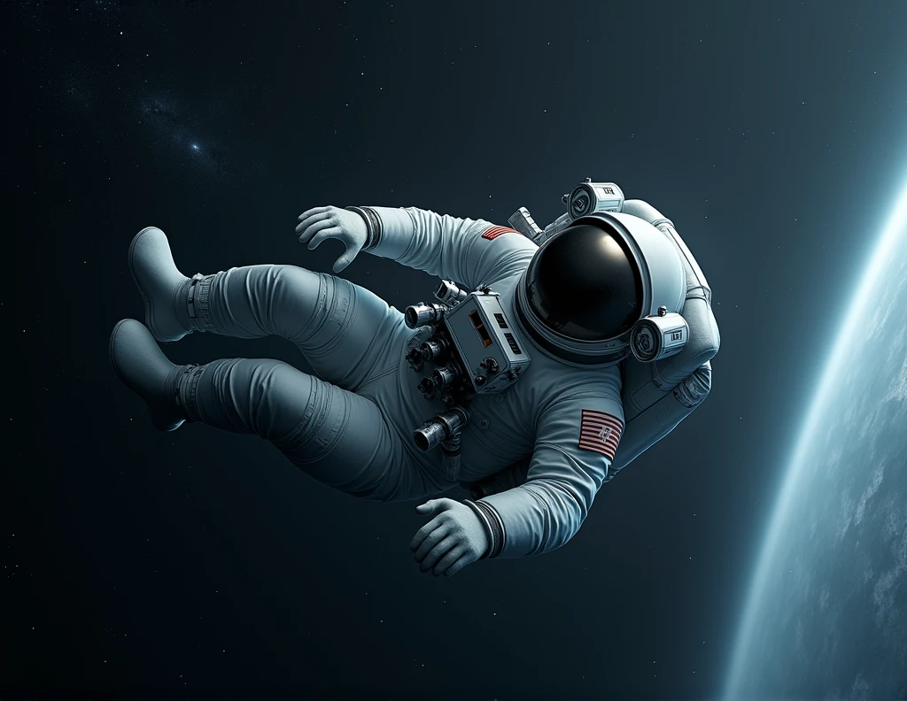 Astronauts float in space.