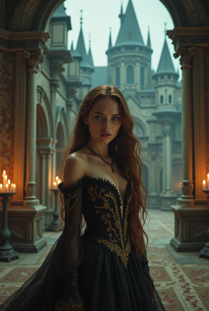 In the castle lived a beautiful young woman named Belle, who had been imprisoned by a curse.