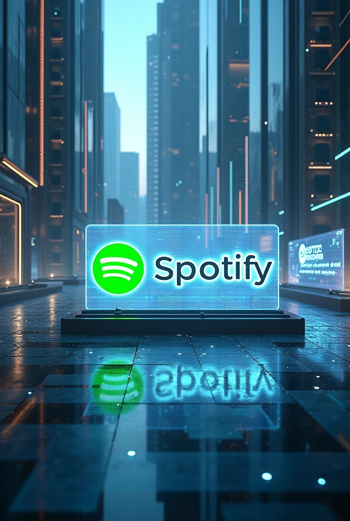 Could you generate a futuristic image with the Spotify and Amazon Prime video logo?