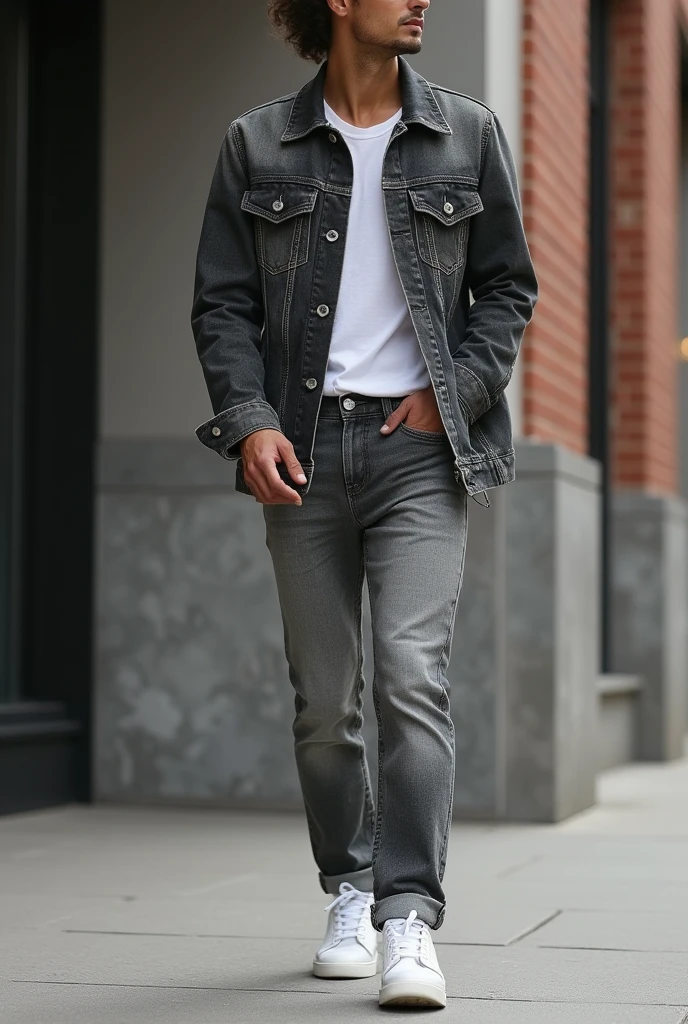 Gray jeans with jacket 
