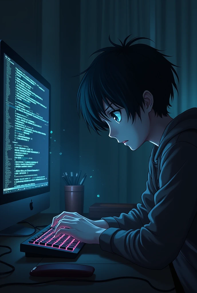 Make a HTML coder(Anime) with dark background