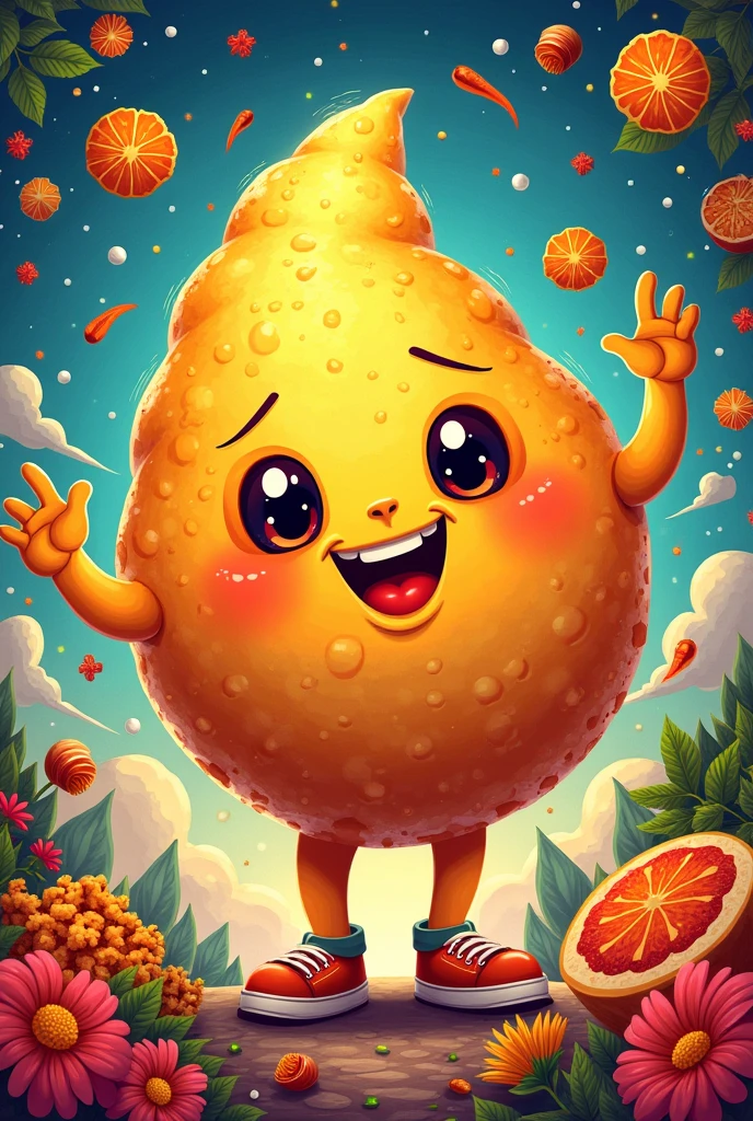 Create a poster on golgappago, a company which made an automatic golgappa company, very creative very colorful