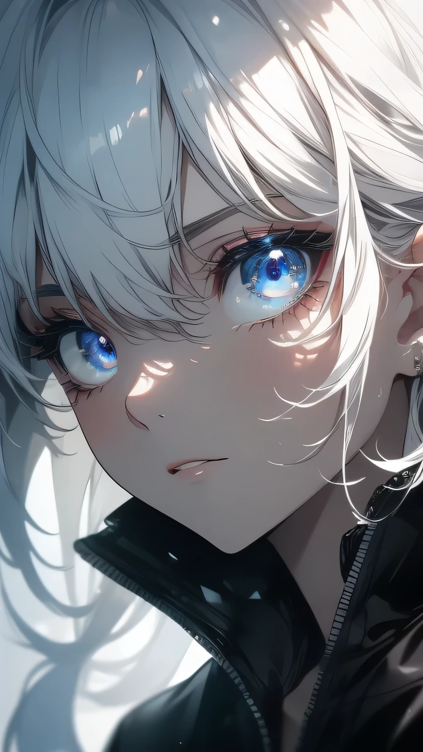 ((8k resolution))、((Highest quality))、((masterpiece))、((Very detailed))((((dramatic))), (((Rough feeling))), (((intense)))Focus on the face, coll boy,White hair