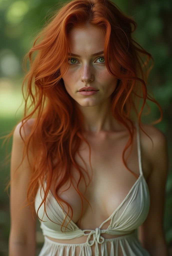 Beautiful natural redhead with green eyes showing me her vagina