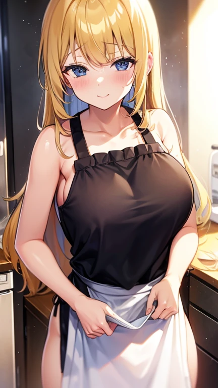 Long blonde、Big Breasts、Naked Apron、kitchen