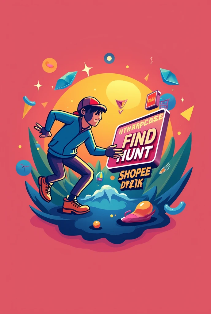 An Instagram marketplace logo for Shopee sales that features a text find hunt and a Shopee punch