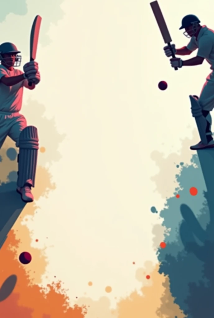 I need a background for poster where on one edge a cricketer batting and on the other edge a cricketer bowling and on the third side a bowl and stumps which is kind of blurred background where a single colour is starting lighter from one side and getting darker on other....it should be in the ratio 9:16 and the cricters should be on the each opposite edges of the poster and they should be also blurred and the center should be plain with colour and each corners the objects should be and cricketers should be medium in size on each corners of the poster where center of the poster is plain
