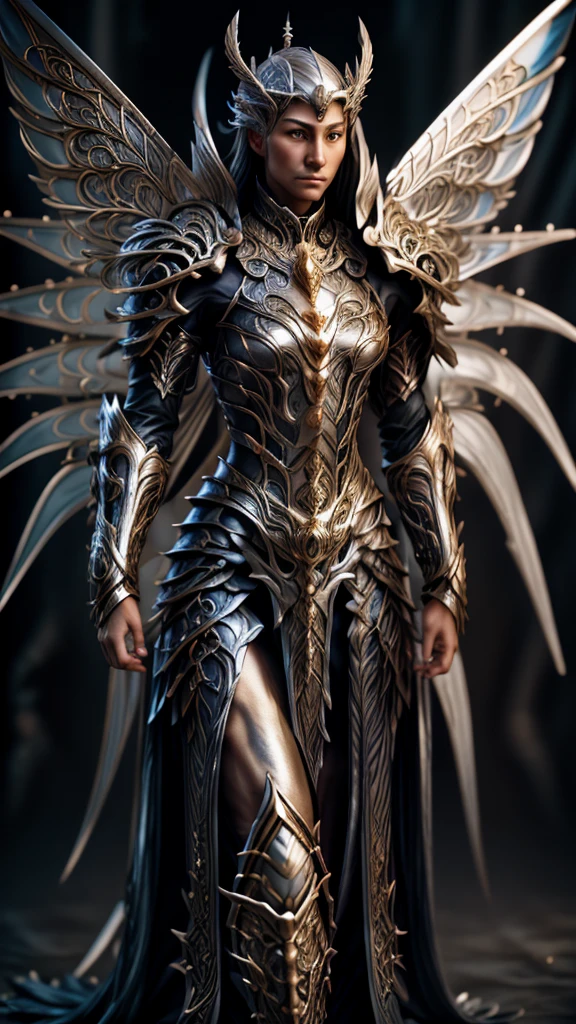 in front of church,an oriental goddess,Lupus,Long silver hair,Big breasts,Perfect proportions for the body,穿著黑色Lupus聖鬥衣,Holding the broad sword tightly with both hands.Magic runes carved on the sword,8k,Movie Special Effects,movie lighting,Realism(1:0)