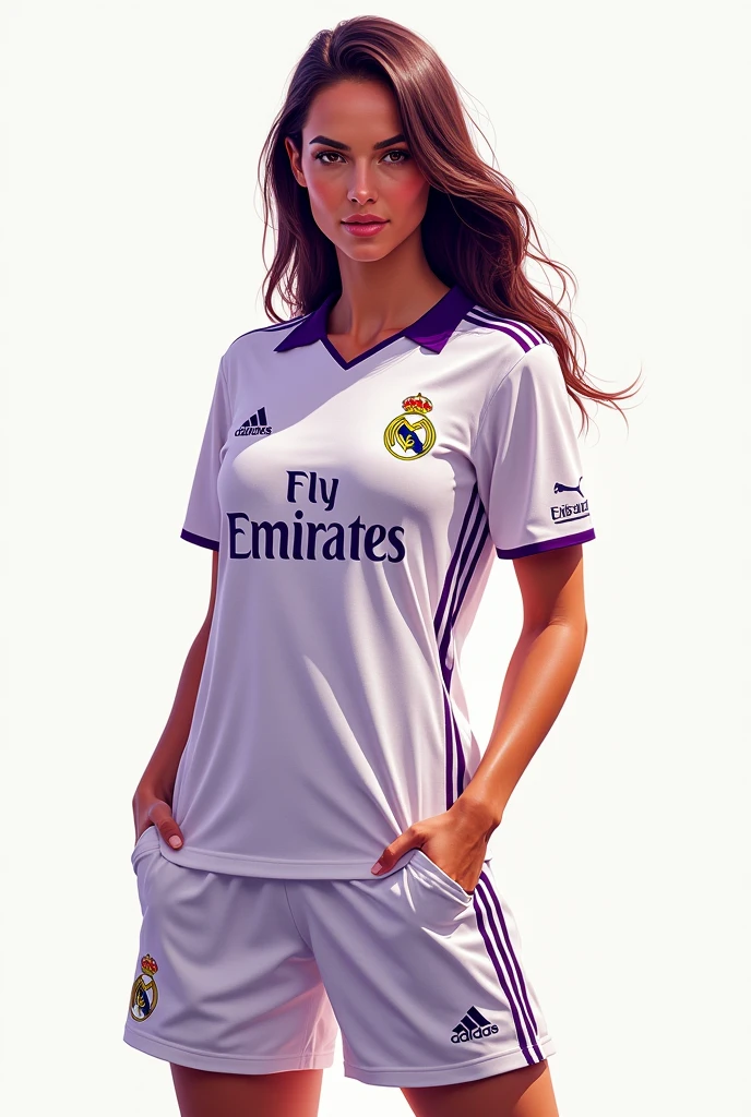 Gal Gadot posing in the animated Real Madrid uniform