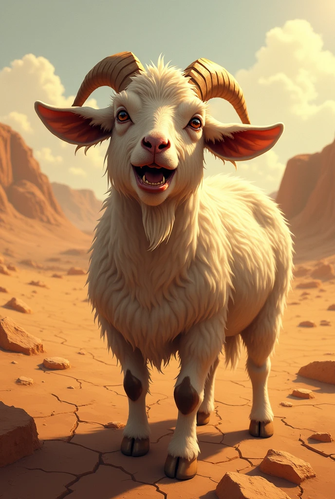 Goat is hot because of hot weather 
