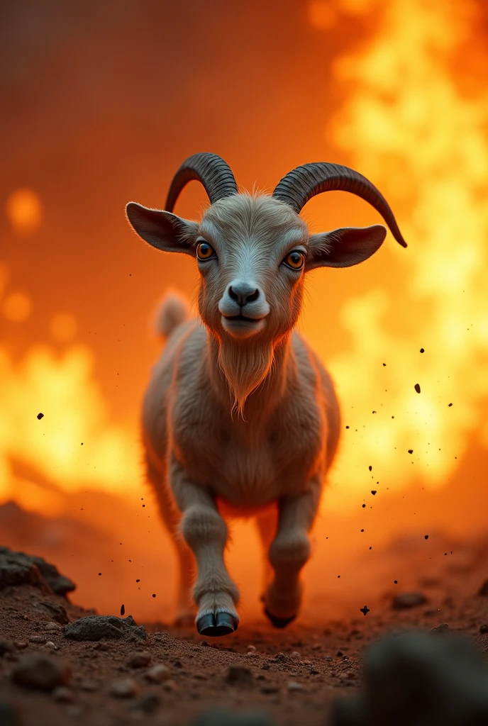 Goat is hot because of fire