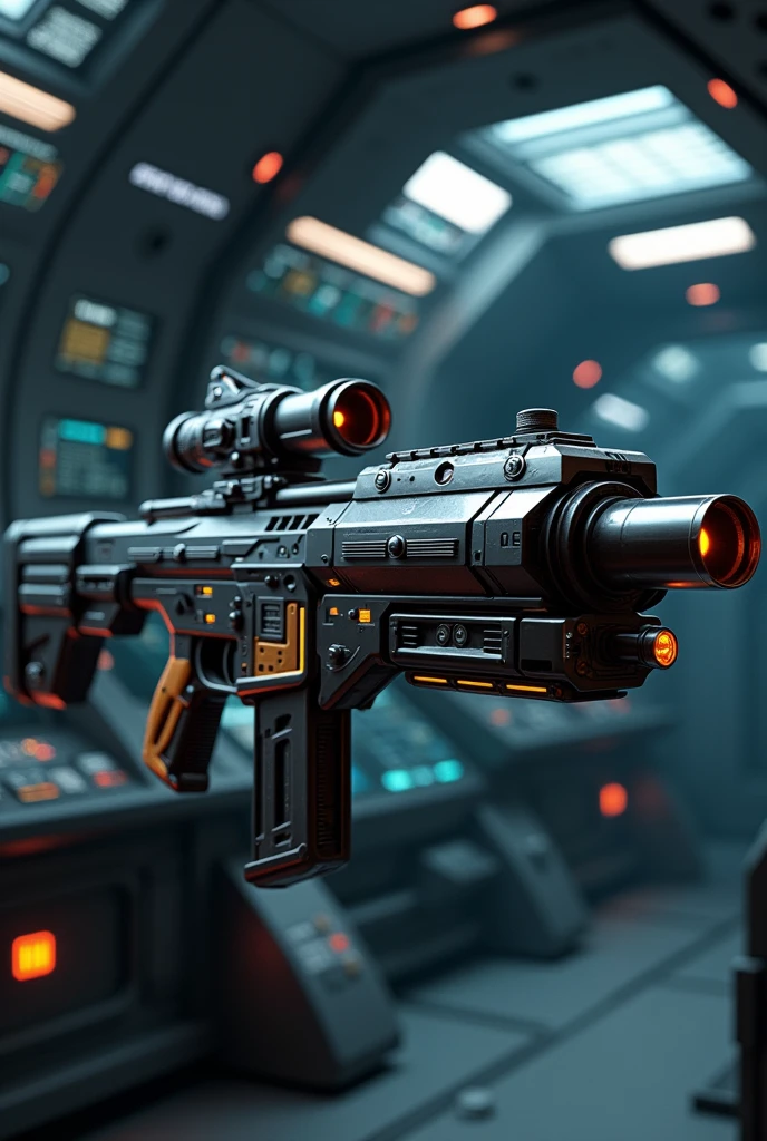 space ship, room with space rifle weapon for you 