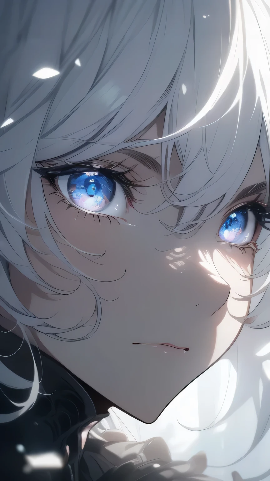 ((8k resolution))、((Highest quality))、((masterpiece))、((Very detailed))((((dramatic))), (((Rough feeling))), (((intense)))Focus on the face,Badass guy ,White hair
