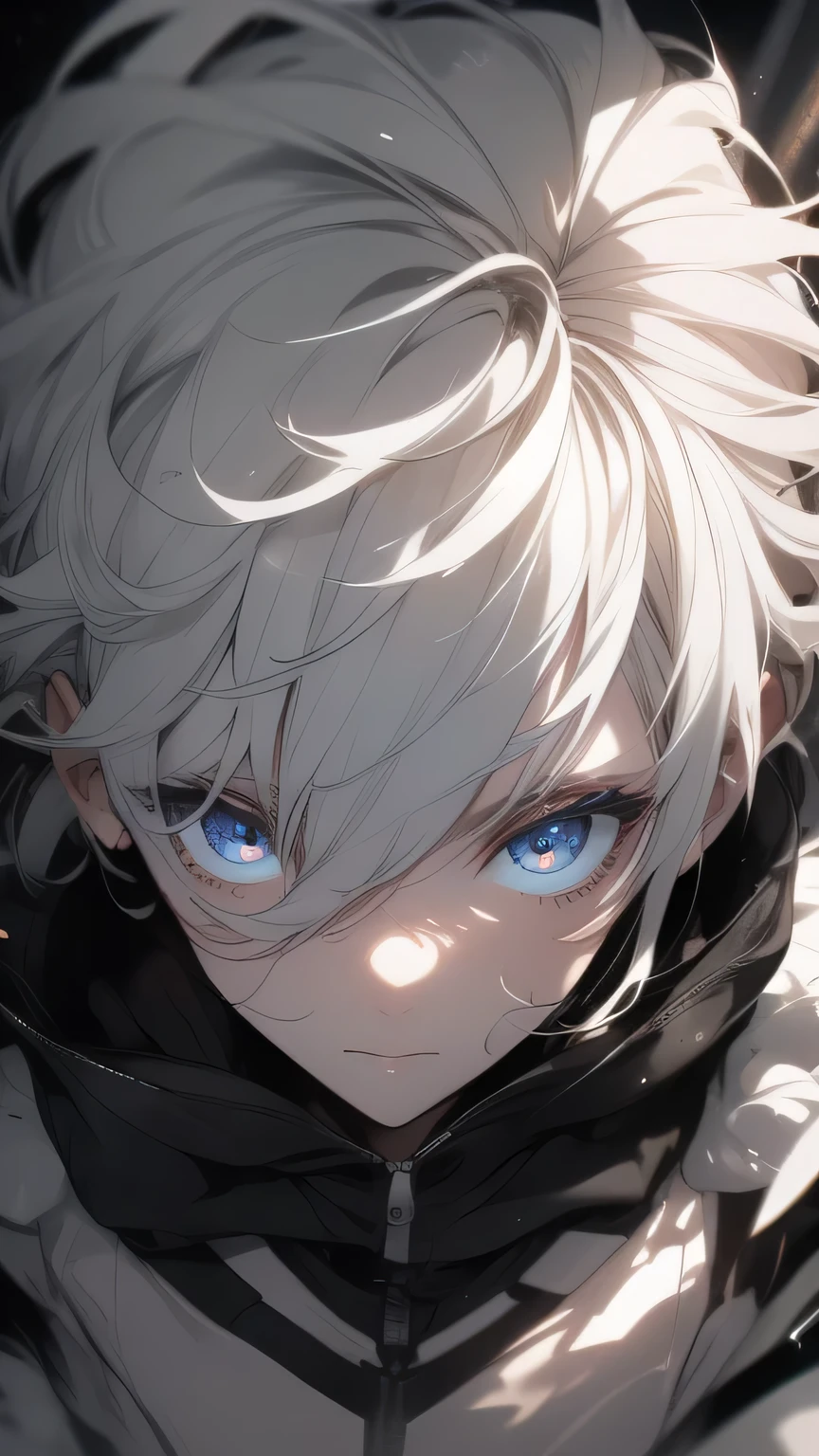 ((8k resolution))、((Highest quality))、((masterpiece))、((Very detailed))((((dramatic))), (((Rough feeling))), (((intense)))Focus on the face,Badass guy ,White hair 