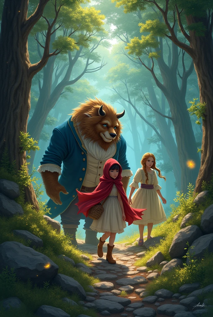 
Little Riding Hood, The Beast and Beauty embarked on an adventure through the magical forest in search of an ancient spell that could reverse the curse.. On the way, faced challenges such as mischievous witches and enchanted creatures. With courage and teamwork, they overcame every obstacle.