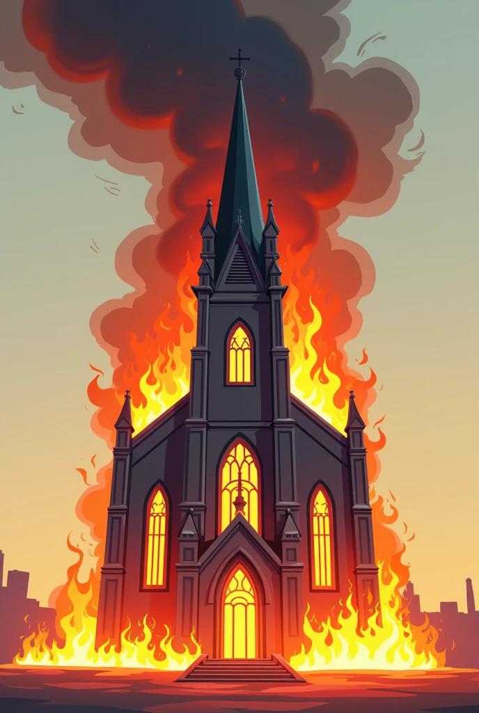 a modern burning church 2d vector 