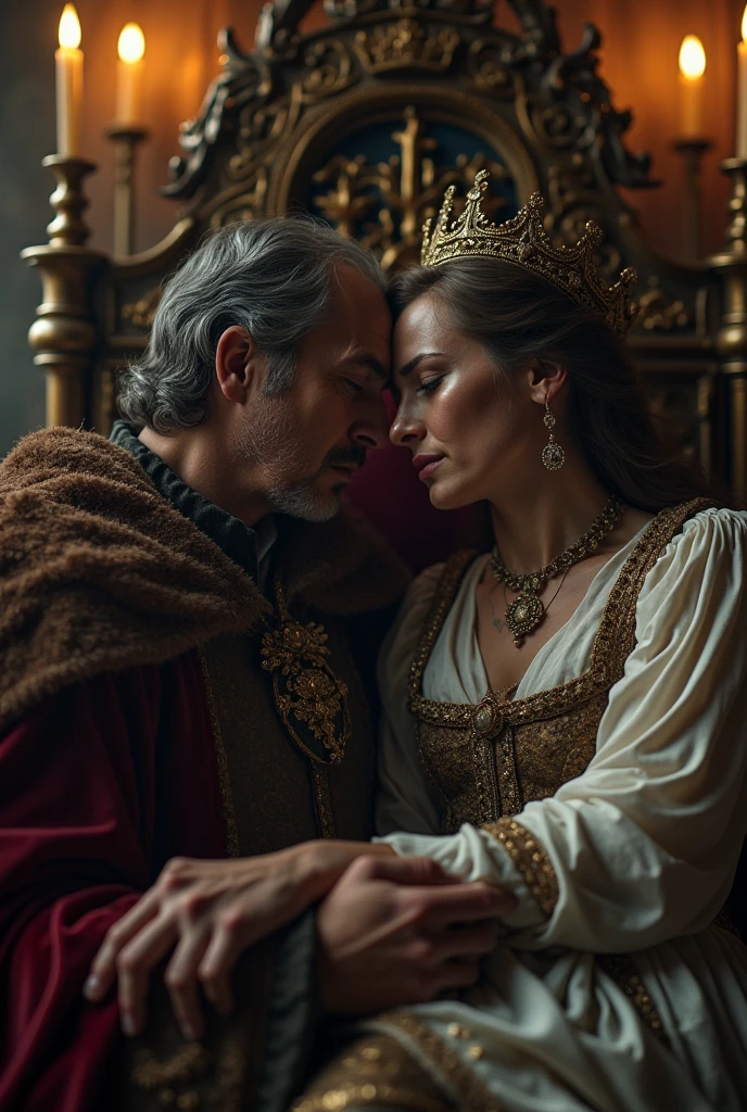 king and queen crying over the loss of their son