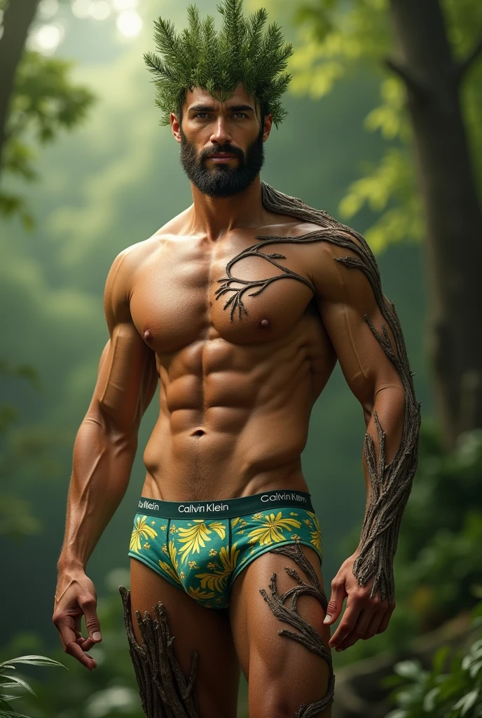 A sexy fir boy with Calvin kalin printed parten design underwear realistic