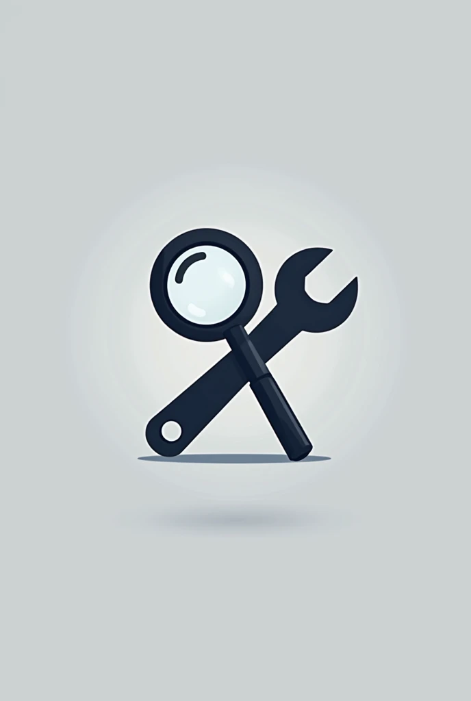 Magnifying glass and mechanics wrench icon 