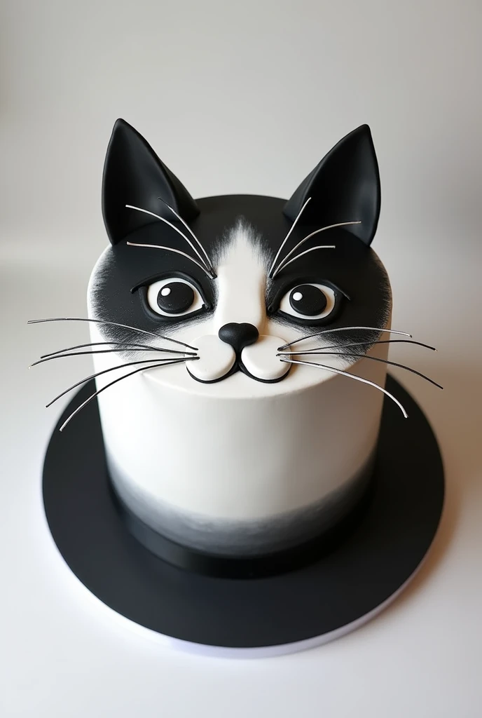 Cat cake whith black and white colour 