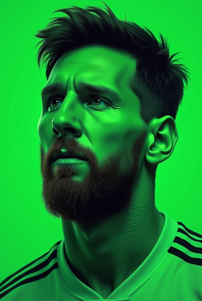 Make a messi's picture by using only green colour