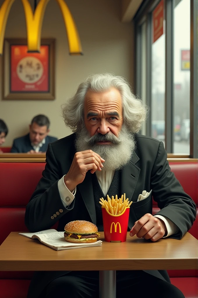 Karl Marx comendo no McDonald's