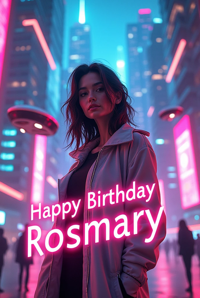 Futuristic design with the words Happy Birthday Rosmary 