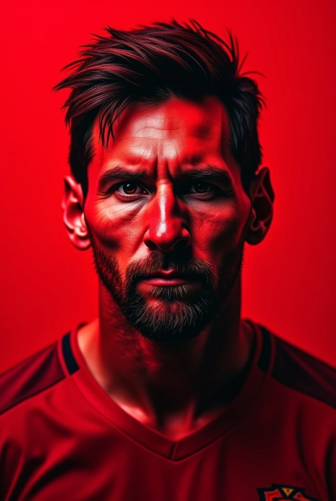 Make a messi's picture by using only red colour
