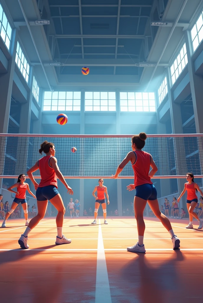 volleyball court in door wallpaper vector