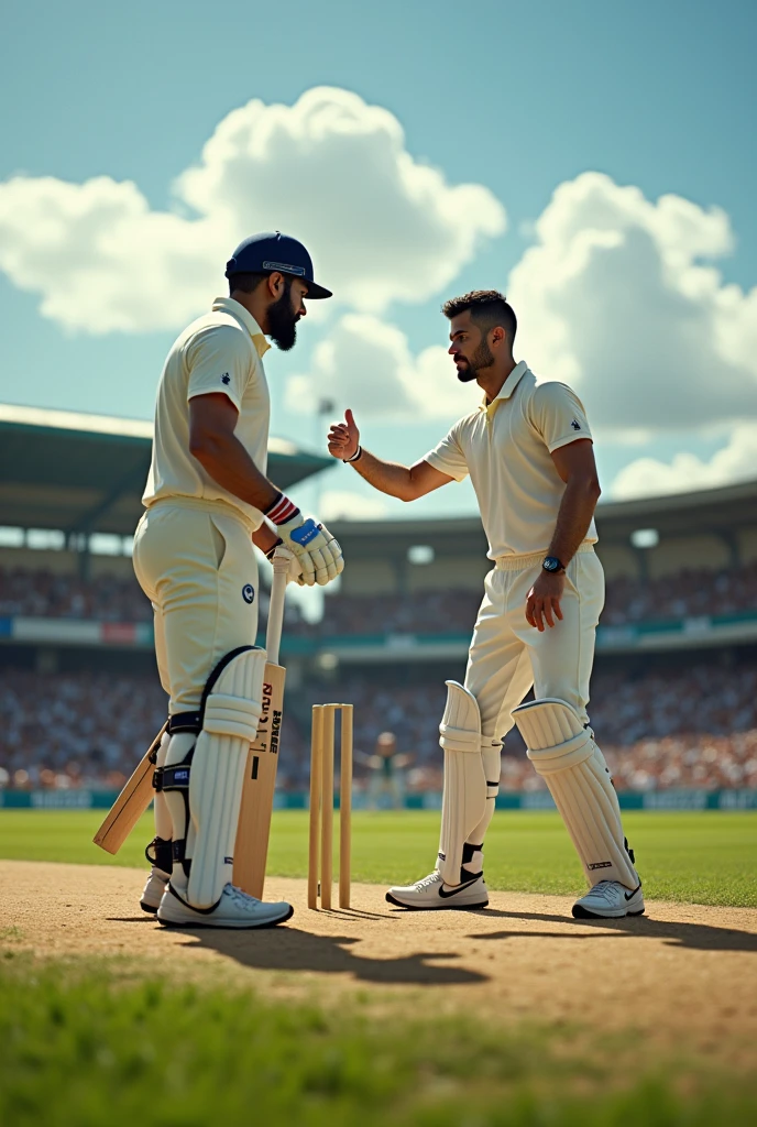 Virat Kohli and Cristiano Ronaldo playing cricket 