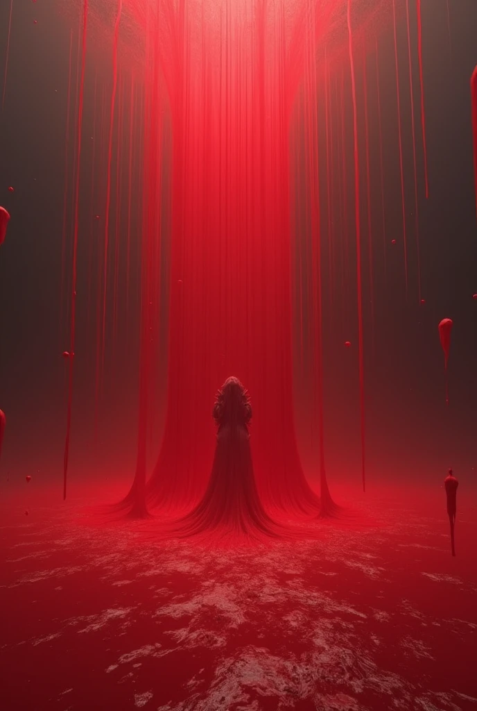 Red liquid spilled from the air and the size is wide