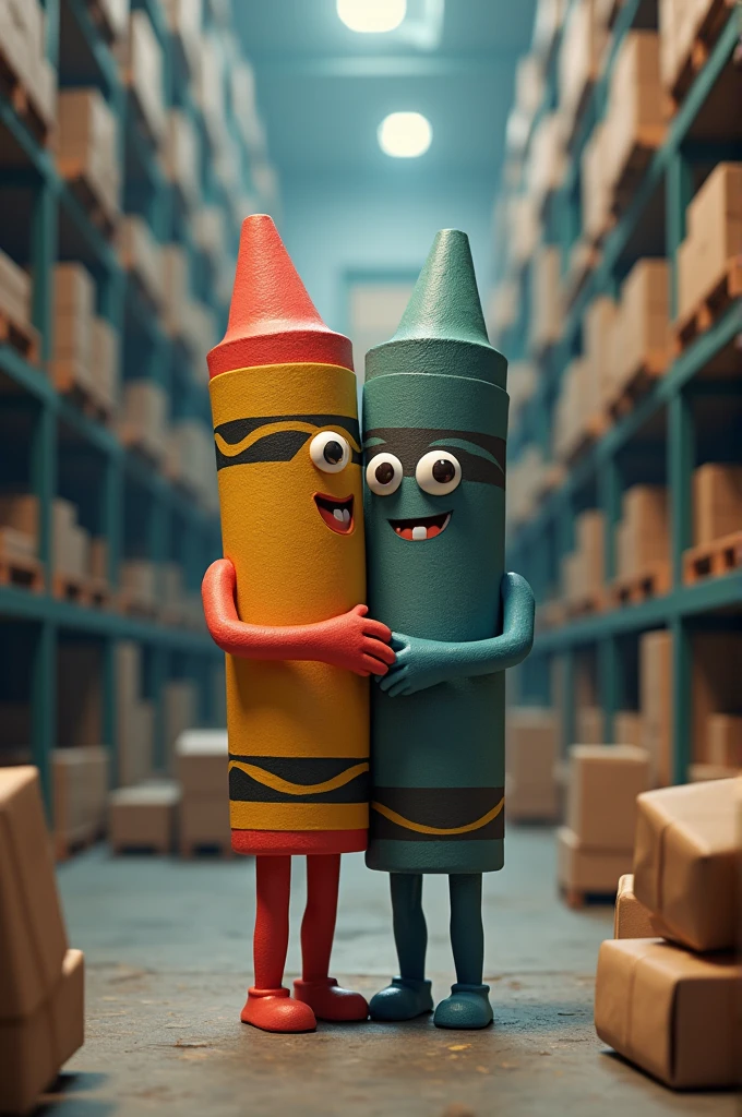 A crayon picking up a warehouse