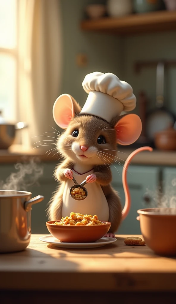 A mouse cooking 