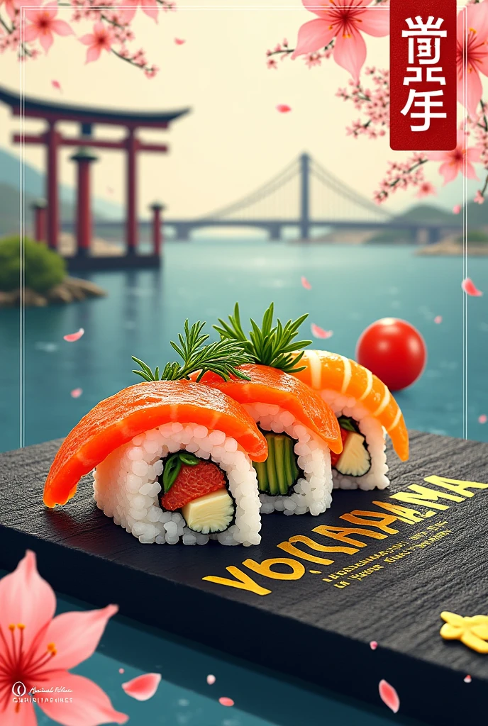Flyer for sushi maki called yokohama