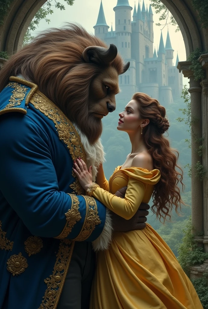 In the castle lived a beautiful young woman named Belle, who had been imprisoned by a curse. His only friend was a mysterious beast that protected him., but no one knew that the true essence of the beast was that of a kind prince who had been transformed by a spell.