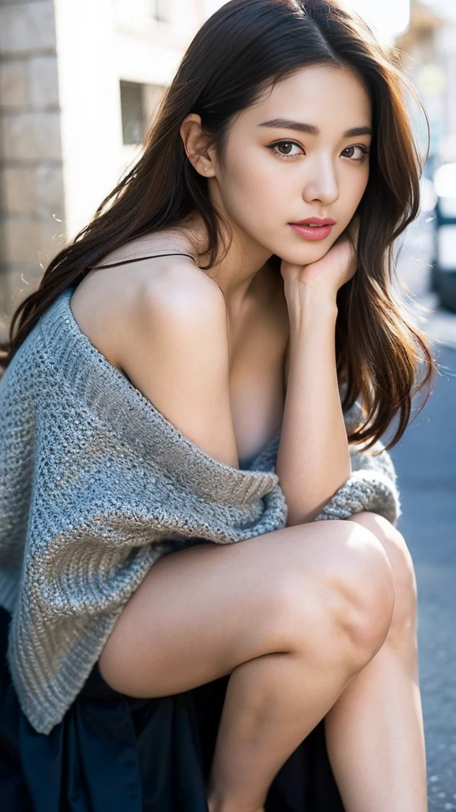 Dark brown hair、Light brown eyes、Japanese actress、I am about 40 years old....、(My NTR More about my category:1.2)、(top-qual私ty:1.4)、 (Ultra-high resolution:1.2)、Ultra-high resolution、(Private Detective Data)、(Detailed facial features)、Hmph、8K resolut私on、D cup breasts、Long Hair、Obscene pose、Beautiful feet、Open your mouth a little、Please lift your chin a little、Light of the sun、Stylish Streets of Paris、In front of the cafe、2Book legs、2Book Hand、Beautiful feet、Expressions of weakness、Posing with a sense of vulnerability、Shooting from an angle、ゆったりとしたone piece、Chanel one piece、Chanelの衣装、Fashion Model、、Chanel.During the shooting of a magazine、camera、cameraマン、Standing pose、