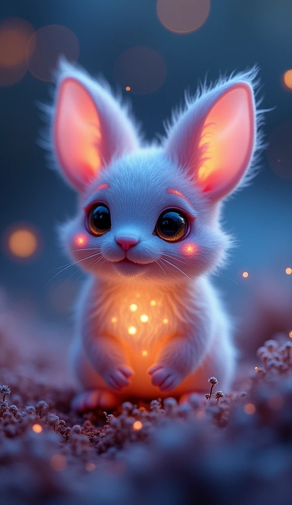 A highly detailed, creative close-up shot with a shallow depth of field, featuring a luminescent, vibrant, and intricate subject that appears to pop out of a dreamy, blurred background, evoking a sense of three-dimensionality and visual interest, with delicate, refined textures and patterns that invite the viewer to explore every nook and cranny, all rendered in a rich, saturated color palette with subtle gradients and highlights that accentuate the subject's cute and endearing qualities, with a sense of atmosphere and mood that is both enchanting and captivating, drawing the viewer in and refusing to let go.