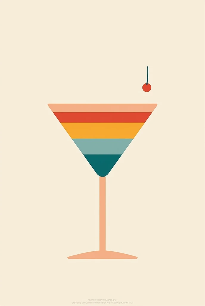 a cocktail, Simple, 3 colors, minimalist for logo