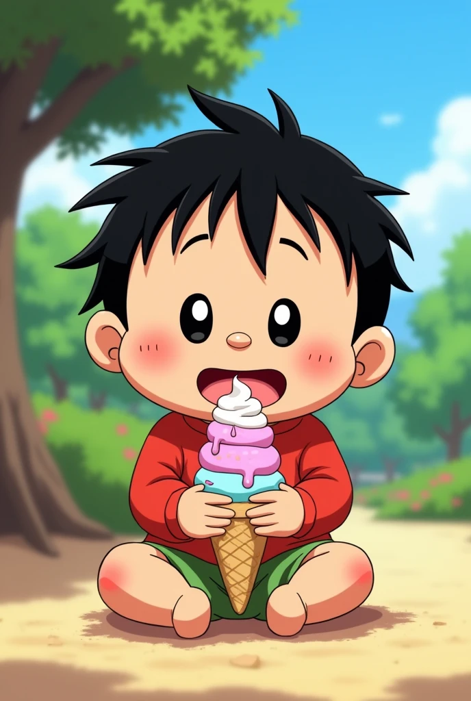 Shinchan eating ice cream
