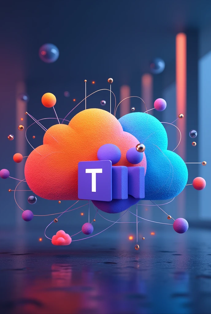 Create an image with the Moodle logos, Microsoft Teams, One Drive in a creative way