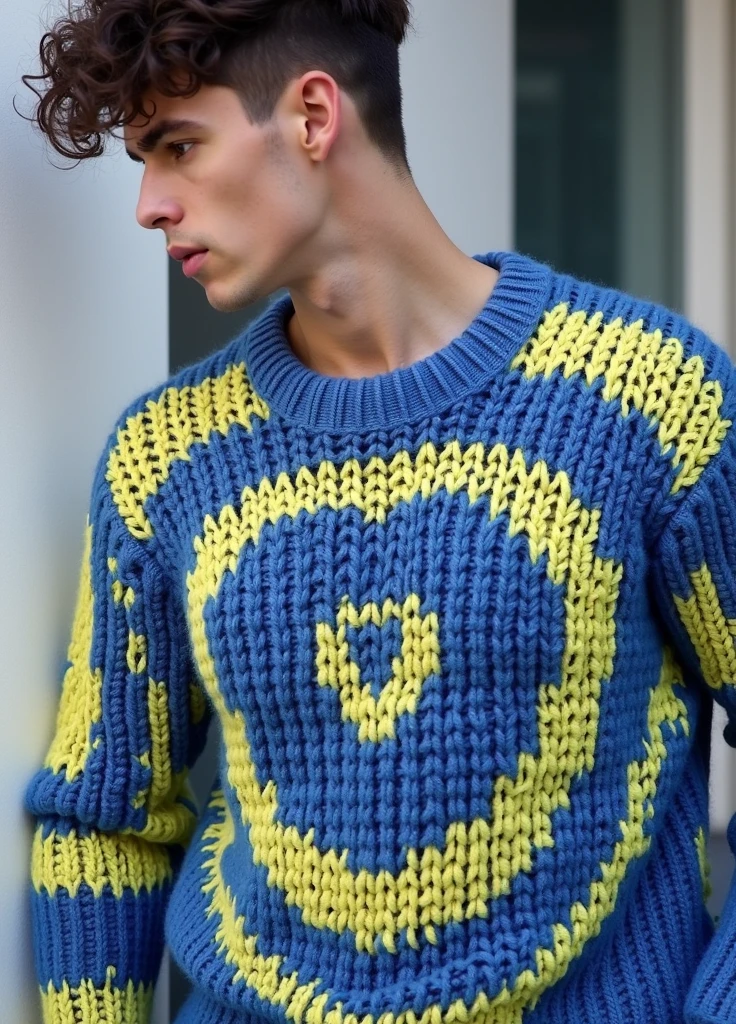 Create an image in which the colors of the sweater are reversed